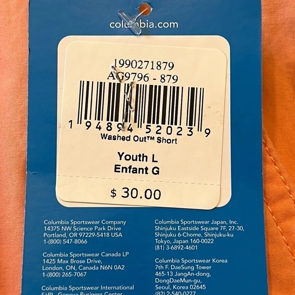 Columbia Girls' Washed Out Shorts Hiking Outdoor Casual Orange Sz Large New NWT